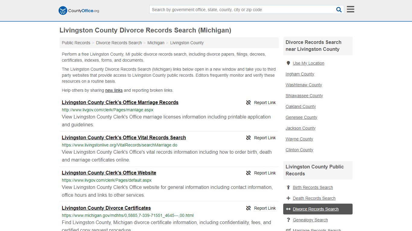 Livingston County Divorce Records Search (Michigan) - County Office