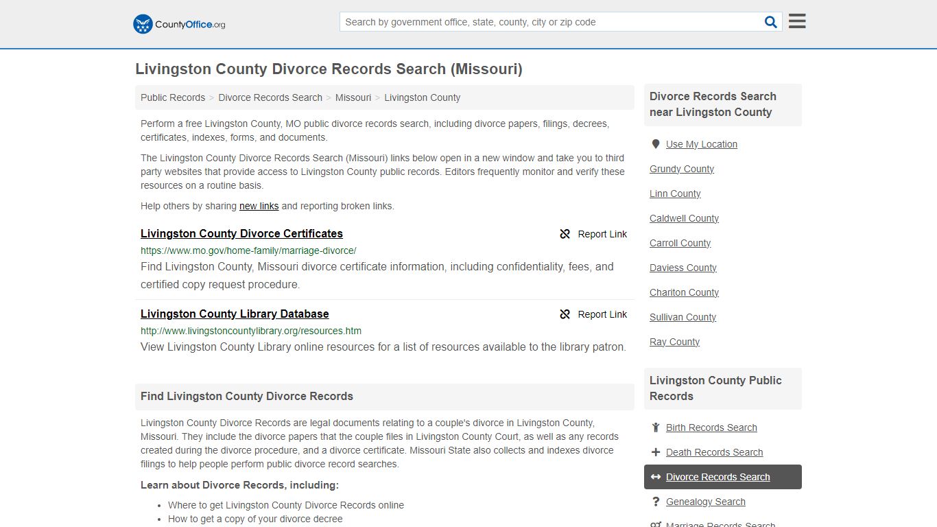 Divorce Records Search - Livingston County, MO (Divorce Certificates ...