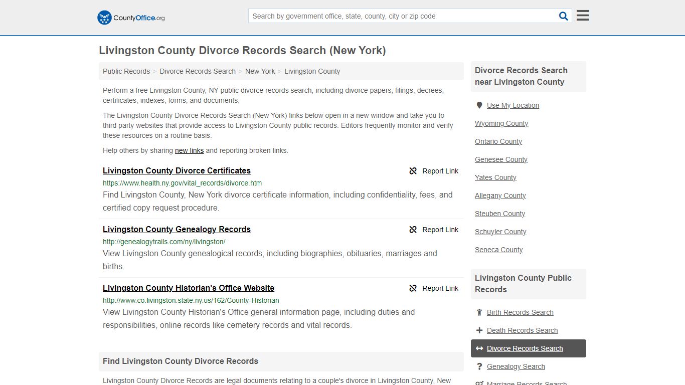 Livingston County Divorce Records Search (New York) - County Office